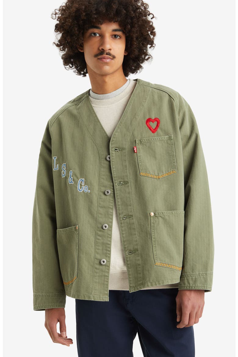 Union Engineer Denim Graphic Jacket, Alternate, color, PLUCK FOUR LEAF CLOVER PD