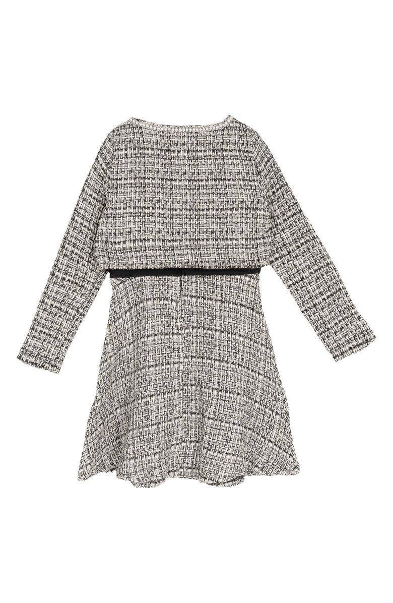 Rare Editions Kids' Bouclé Tweed Dress & Jacket Set, Alternate, color, Black