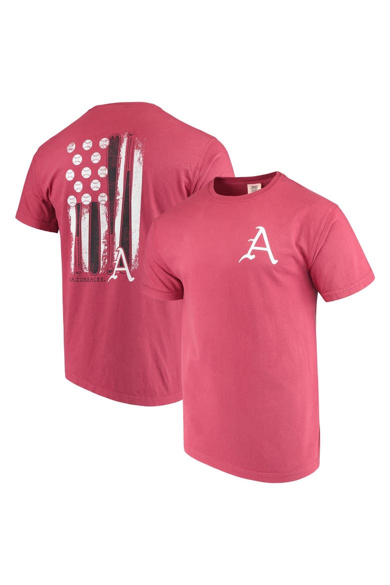 Men's Cardinal Arkansas Razorbacks Baseball Flag Comfort Colors T-Shirt, Main, color, Cardinal