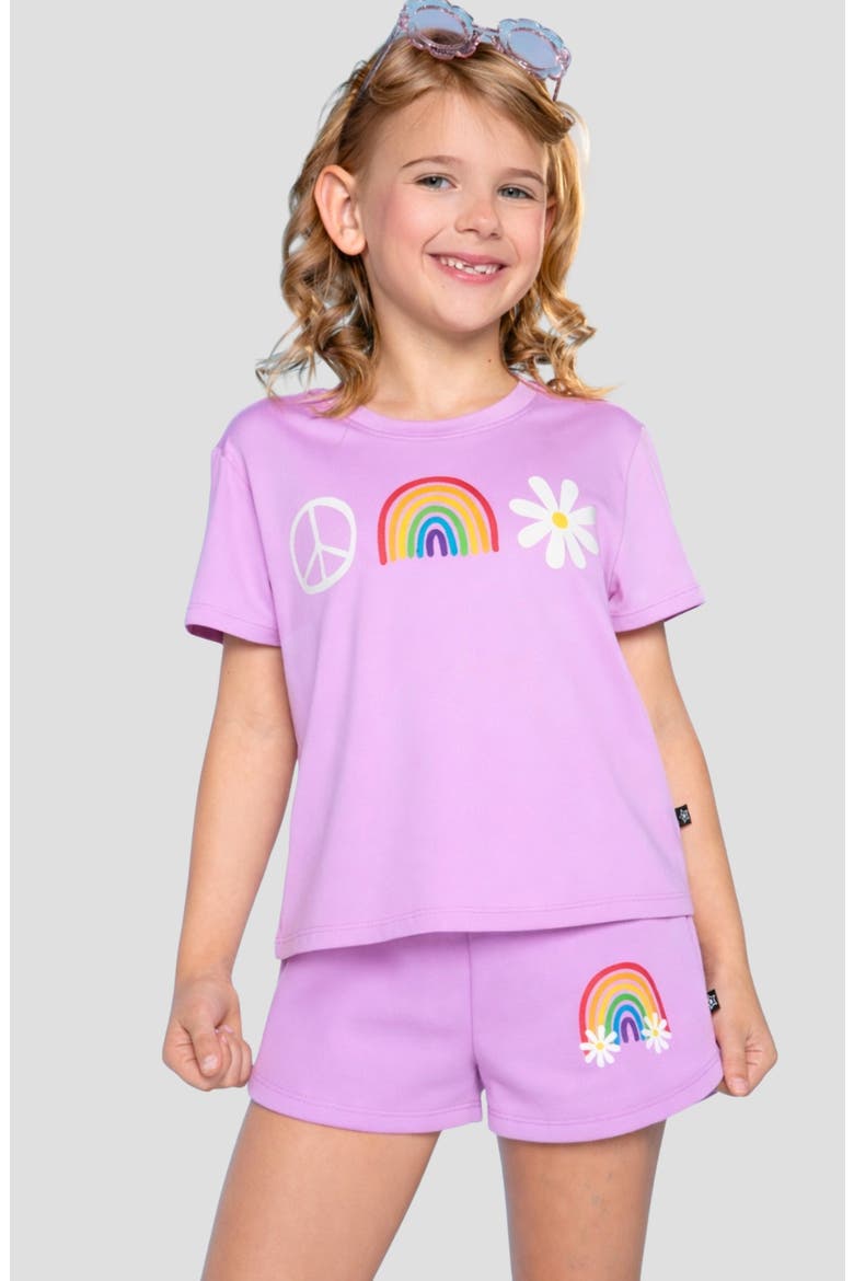 Kids' Simply Soft Easy Graphic T-Shirt, Alternate, color, PINK PEACE DAISY RAINBOW