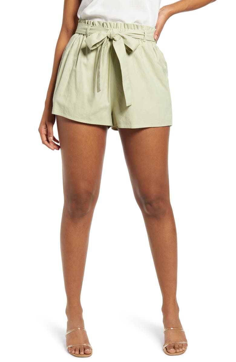 Lulus Paperbag Waist Shorts, Main, color, 