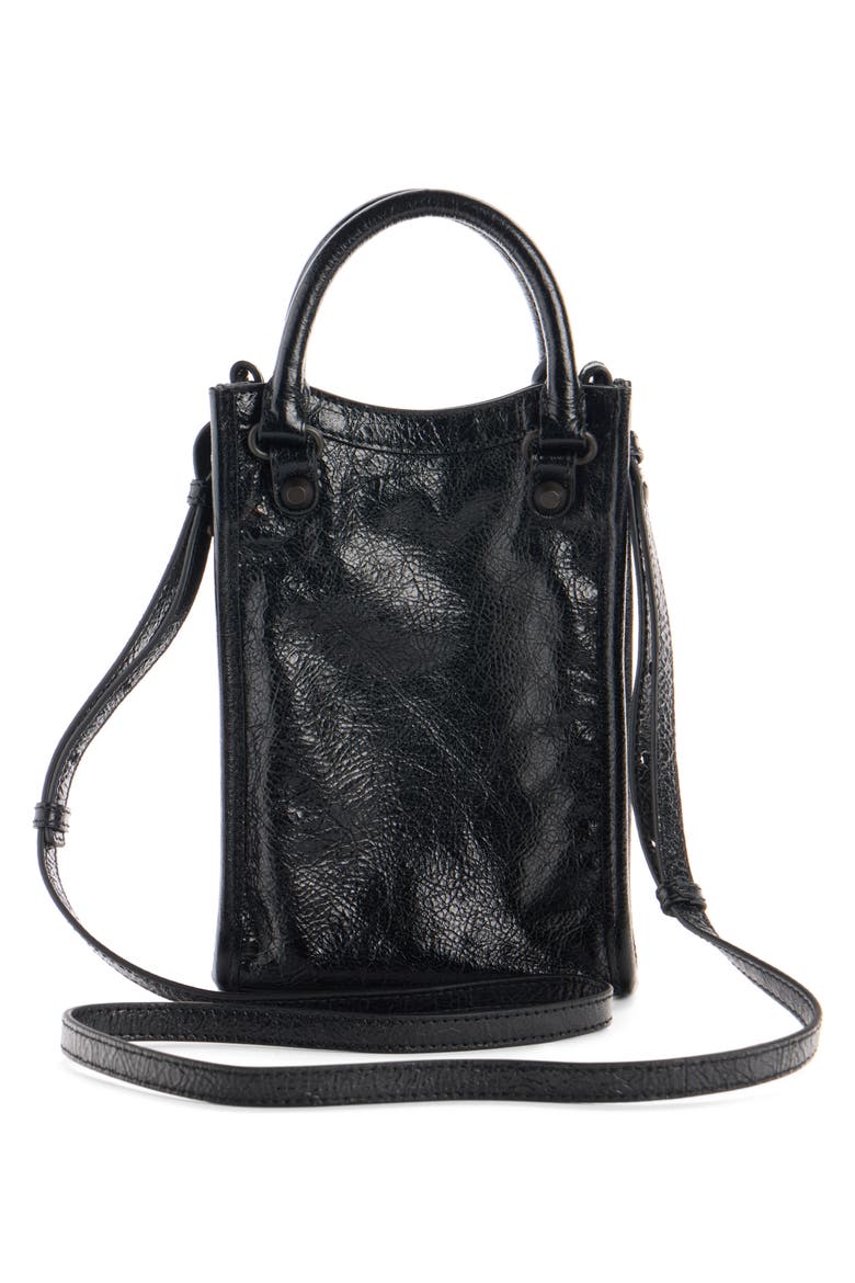 Le City Tote Leather Phone Holder, Alternate, color, 1000 BLACK