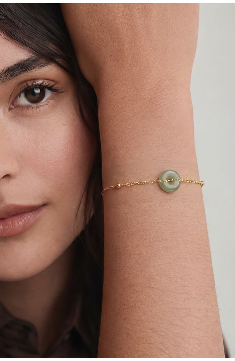 seree Coin Green jade gold bracelet, Alternate, color, Light Green