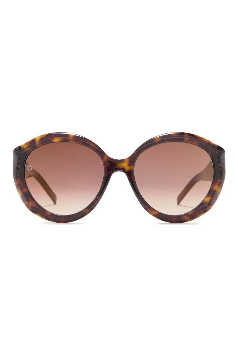 56mm Round Frame Sunglasses, Main, color, DKHAVANA / BROWN SS GOLD