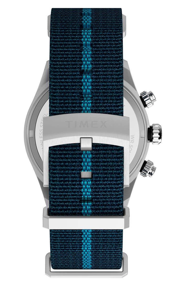 Timex<sup>®</sup> Waterbury Heritage Chronograph Webbing Strap Watch, 39mm, Alternate, color, Blue