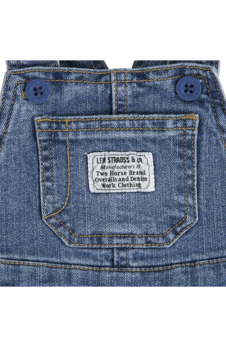 Levi's Smiley T-Shirt & Denim Shortalls Set, Alternate, color, True Navy