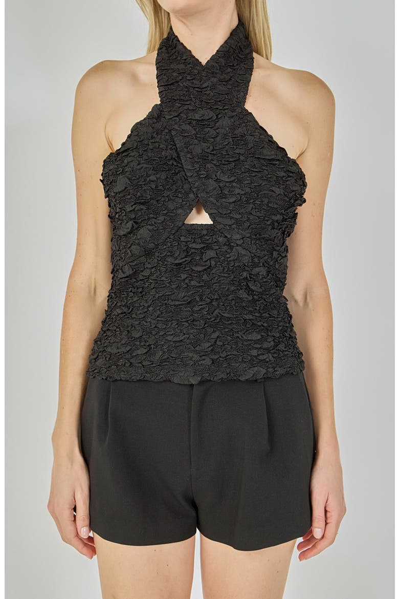 Stretchy Halter Top, Alternate, color, BLACK