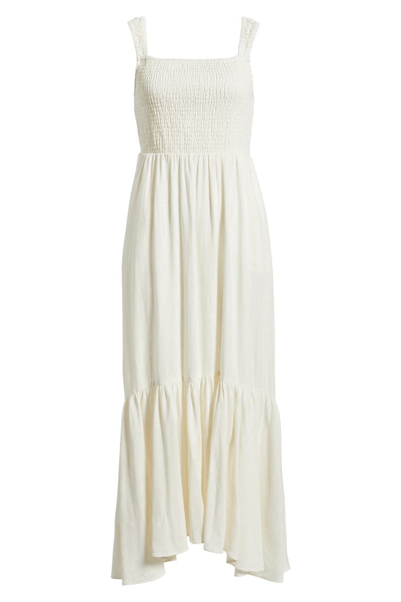 Smocked Tiered Maxi Dress, Alternate, color, IVORY CLOUD