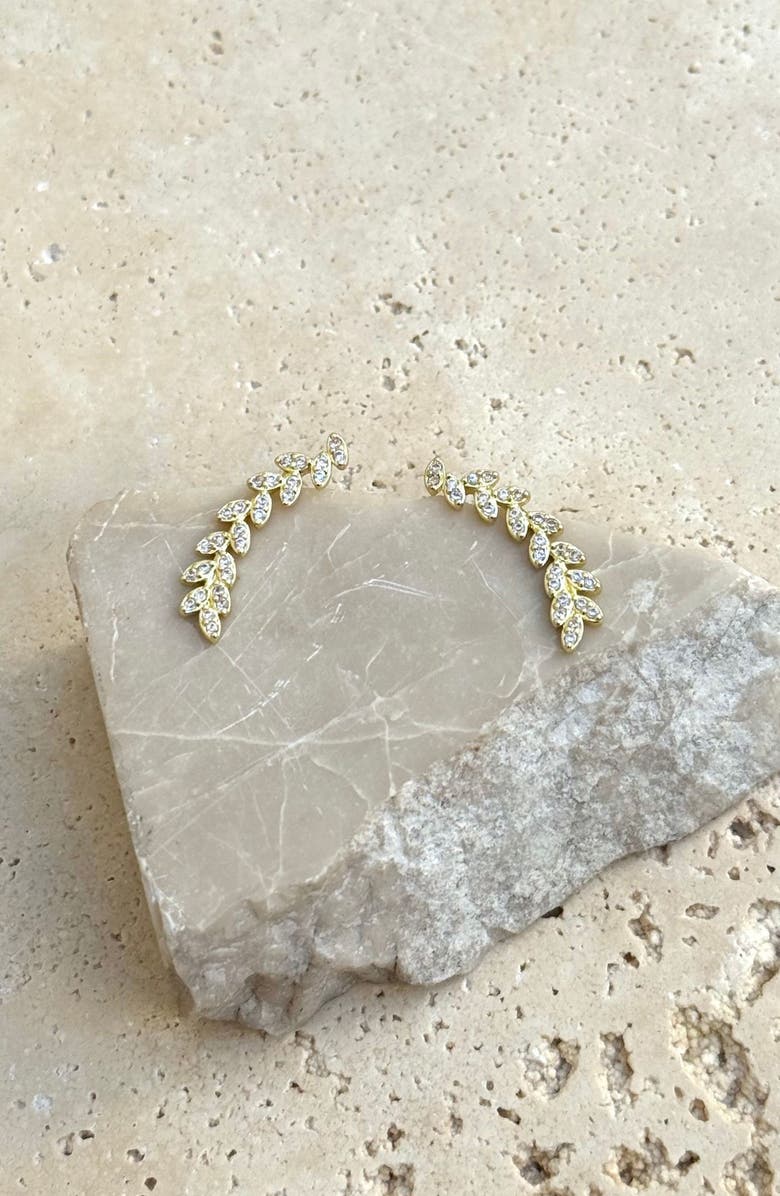 Adornia Pavé CZ Curved Leaf Crawler Earrings, Alternate, color, Gold