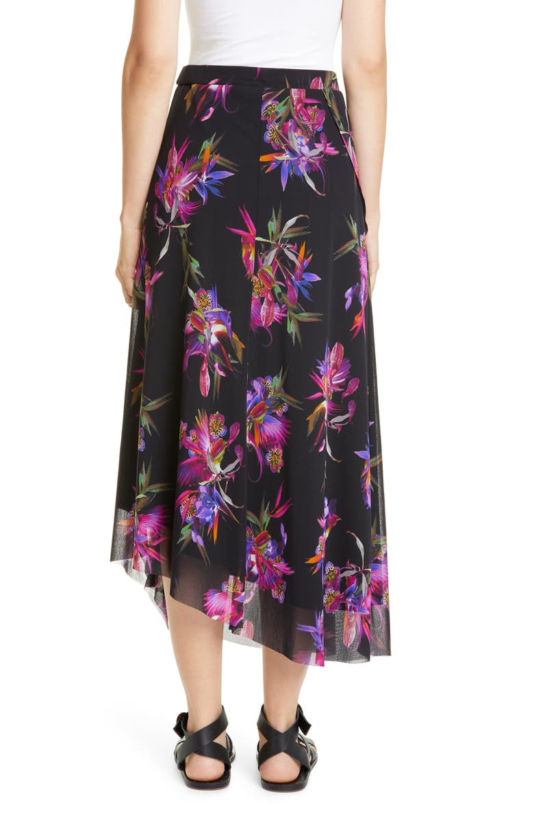 Fuzzi Floral Ruffle Asymmetrical Midi Skirt, Alternate, color,