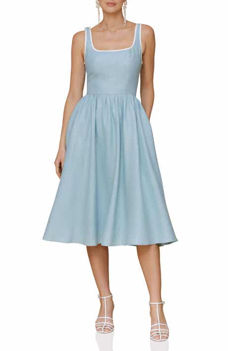 Avec Les Filles Sleeveless Linen Blend A-Line Midi Dress