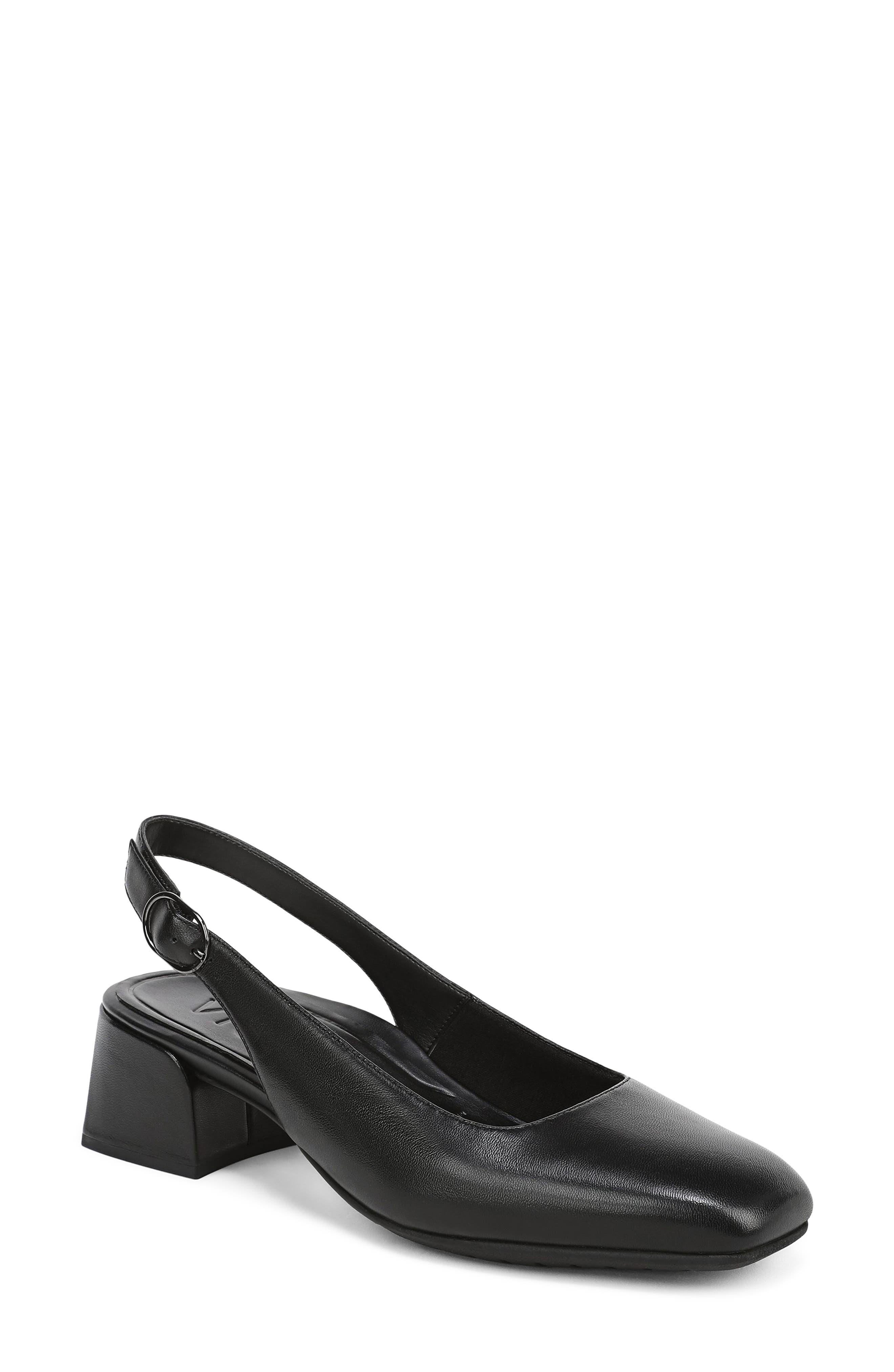 Vionic Reyes Block Heel Slingback Pump, Main, color, Black Leather