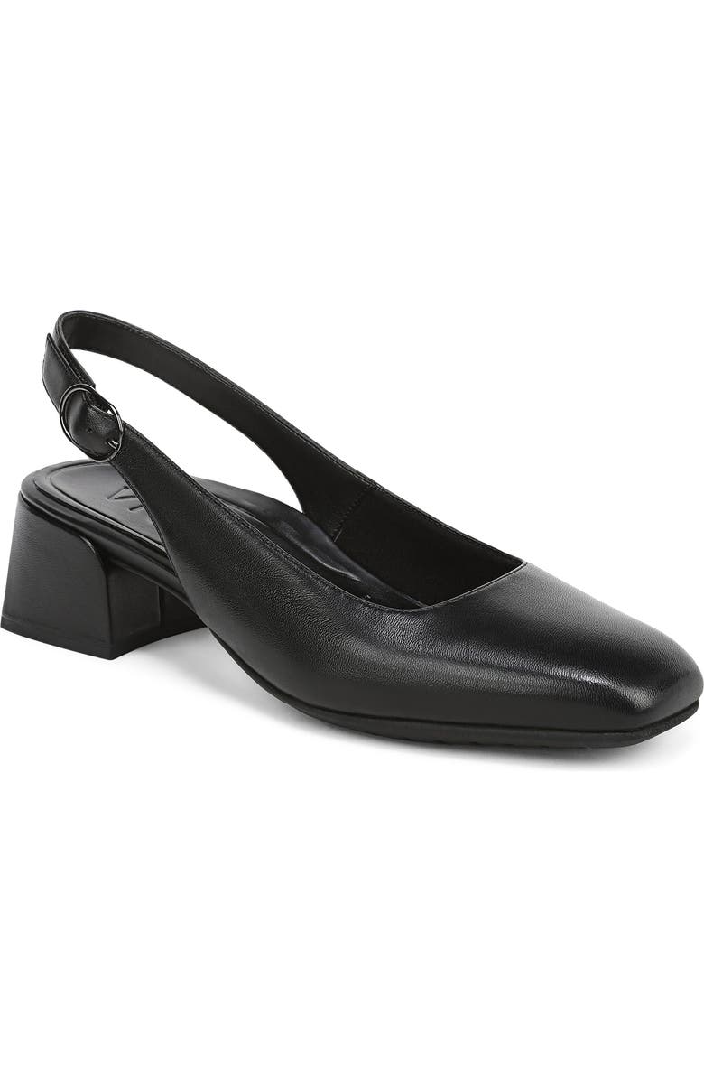 Vionic Reyes Block Heel Slingback Pump, Main, color, Black Leather