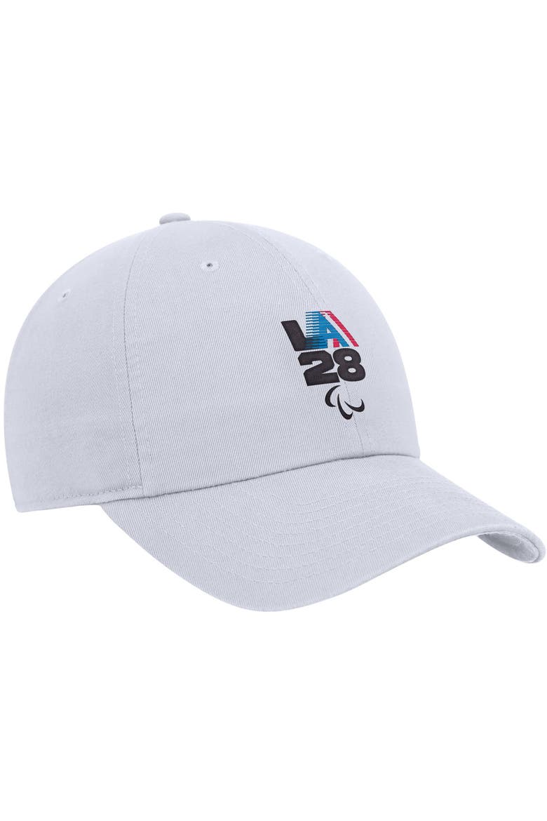 Youth Nike White LA28 Summer Paralympics Retro Stripes Club Adjustable Hat, Alternate, color, White