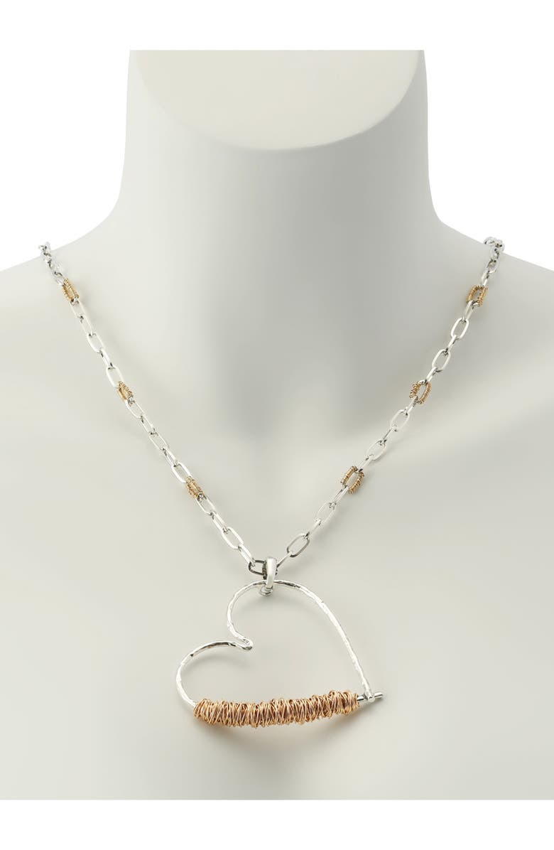 Robert Lee Morris Wire Wrap Heart Pendant Necklace, Alternate, color, Two Tone