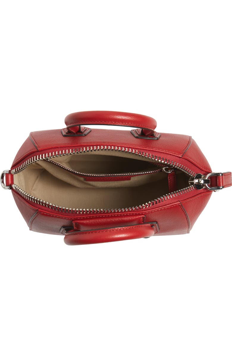 Givenchy Mini Antigona Sugar Leather Satchel, Alternate, color, Vermillion