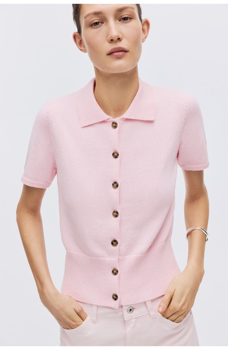 H&M Short-sleeved Cardigan, Alternate, color, Light Pink