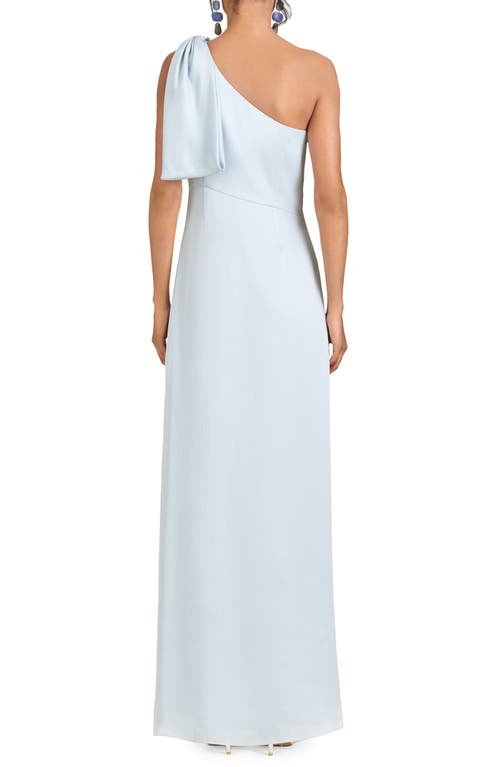 Sachin & Babi One Shoulder Bow Chelsea Gown In Ice Blue In Blue
