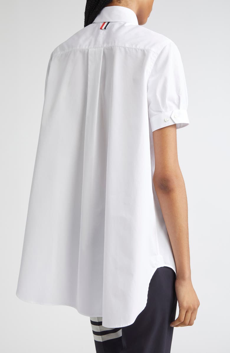 Thom Browne Peter Pan Collar Cotton Button-Up Shirt, Alternate, color, White