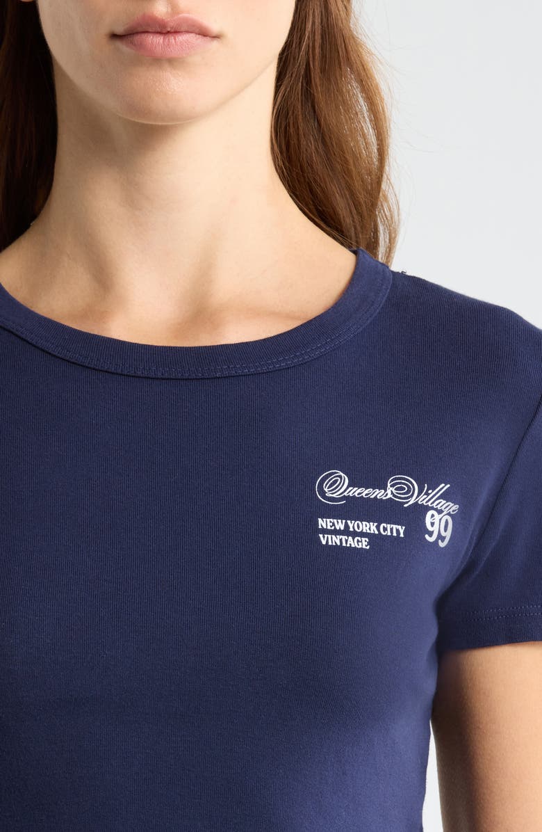 PacSun Queens Village Graphic Baby Tee, Alternate, color, Navy