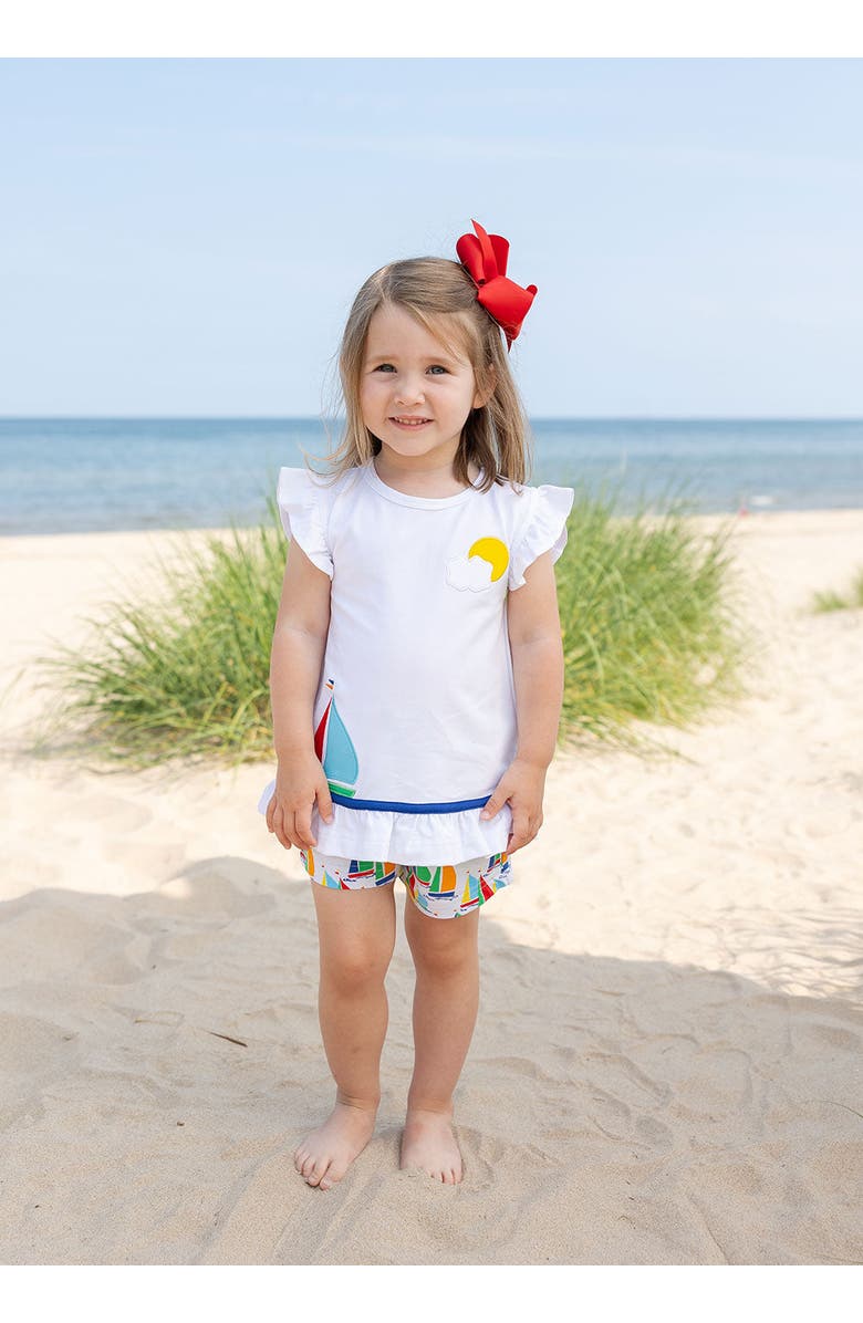 Florence Eiseman Sailboat Top with Shorts, Alternate, color, White / Multicolor