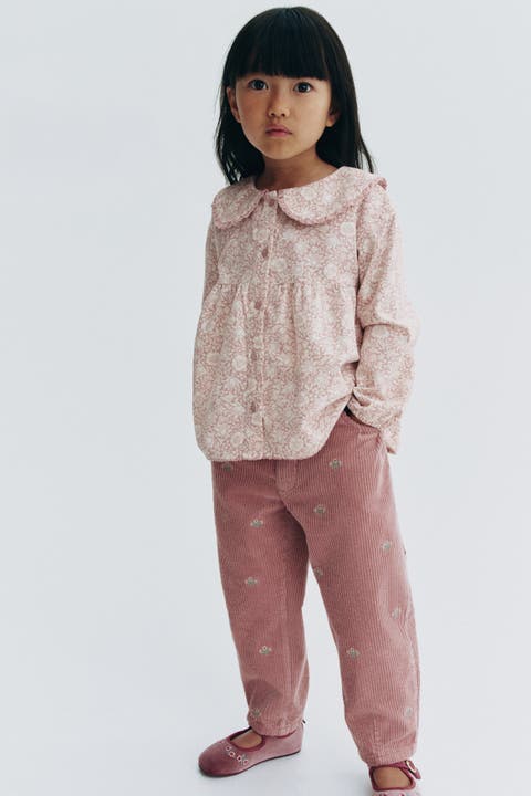 Embroidered-detail Corduroy Pants