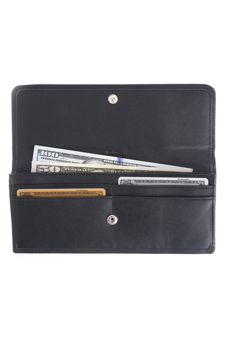 Personalized RFID Blocking Leather Clutch Wallet, Alternate, color, BLACK - SILVER FOIL