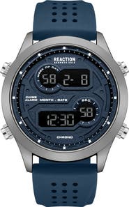 Kenneth Cole Reaction Silicone Strap Digital Watch, 47mm