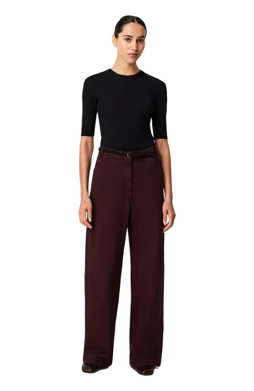 Another Tomorrow Workwear Pants Overdye Plum In Brown