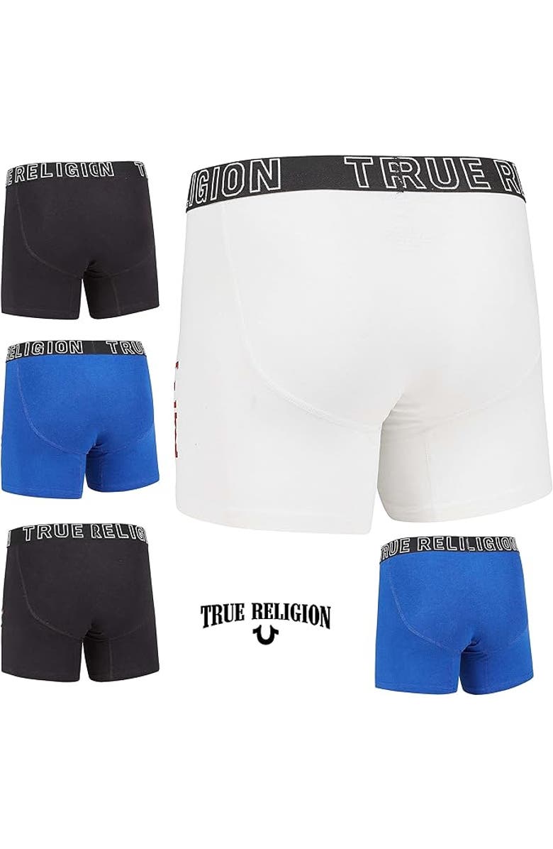 True Religion Boxer Briefs Stretch Underwear Pack of 5, Alternate, color, Black/Blue/White