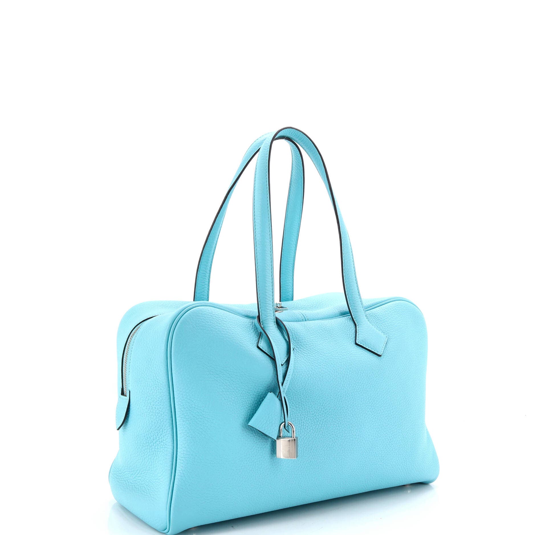 Pre-Owned Hermes Victoria II Bag Clemence 35, Alternate, color, Bleu Atoll