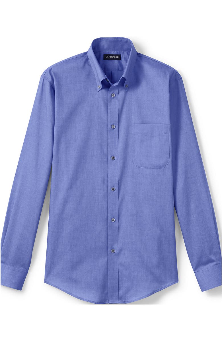 Lands' End School Uniform  Long Sleeve No Iron Pinpoint Dress Shirt, Alternate, color, French Blue