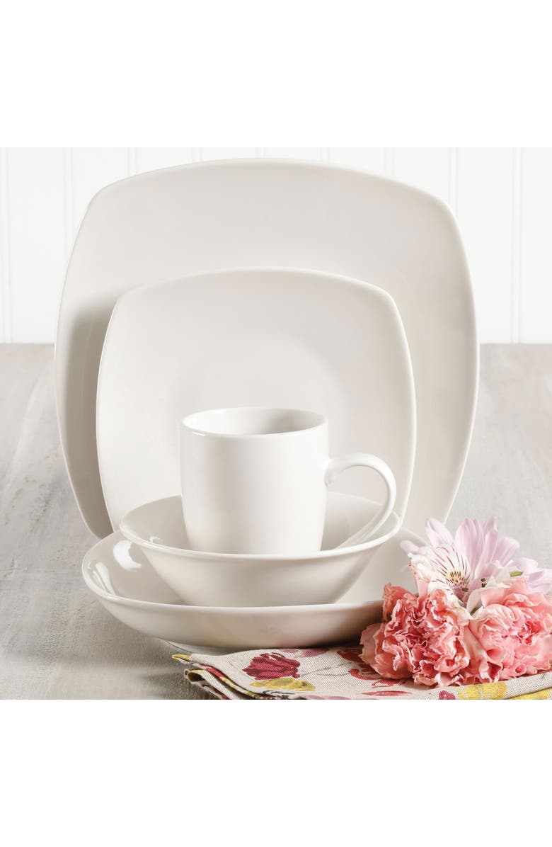 Gibson Home Hagen Square Dinnerware Set , Set of 30, Alternate, color, White