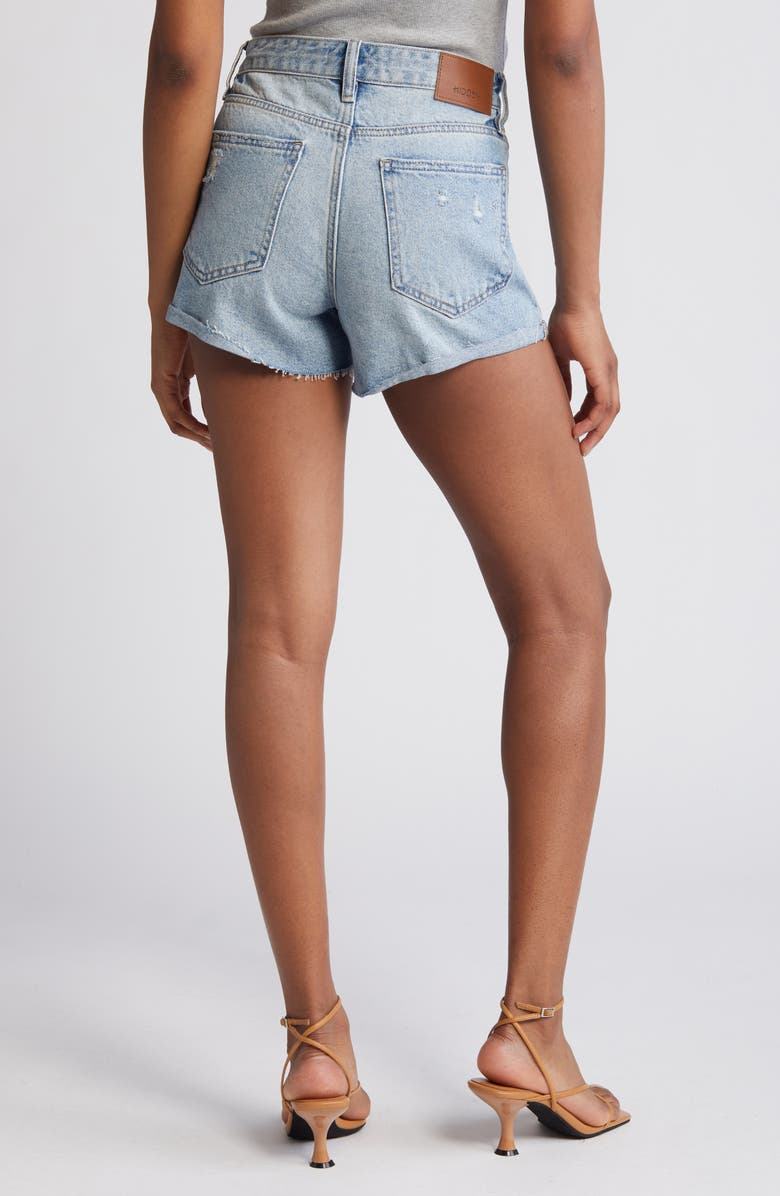 HIDDEN JEANS Raw Hem High Waist Denim Boyfriend Shorts, Alternate, color, 
