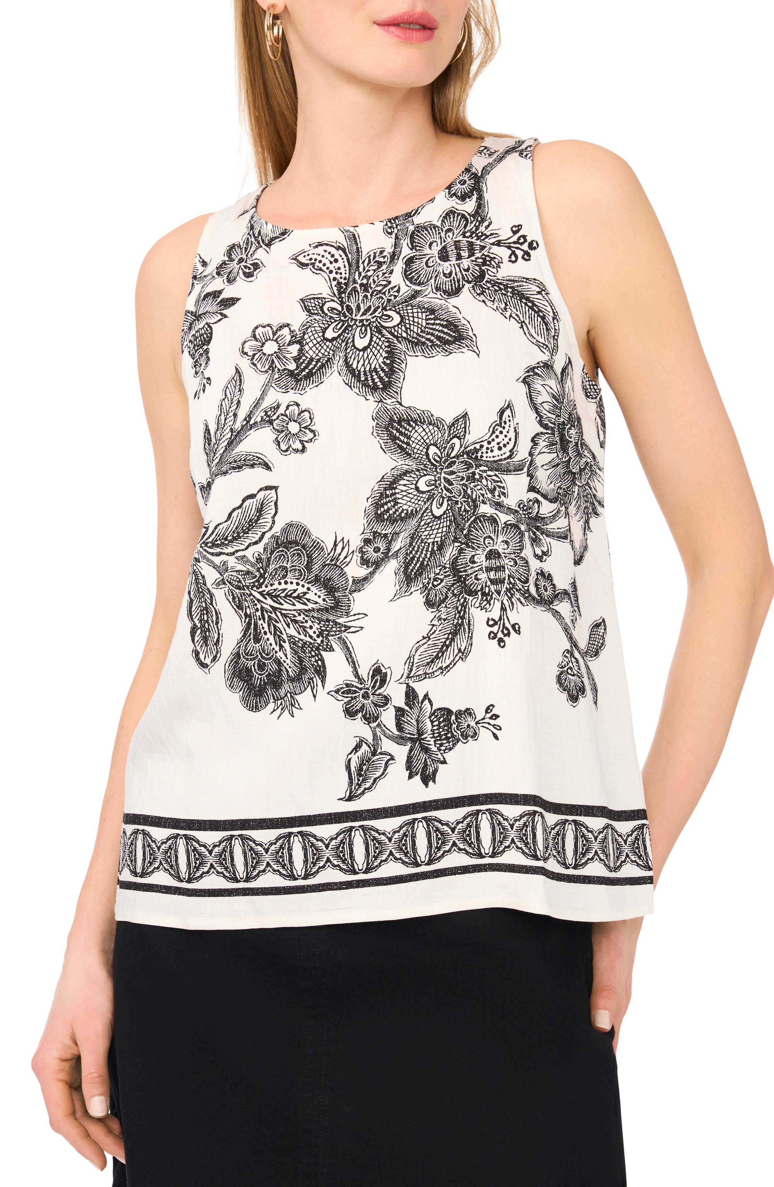 Vince Camuto Sleeveless Print Top