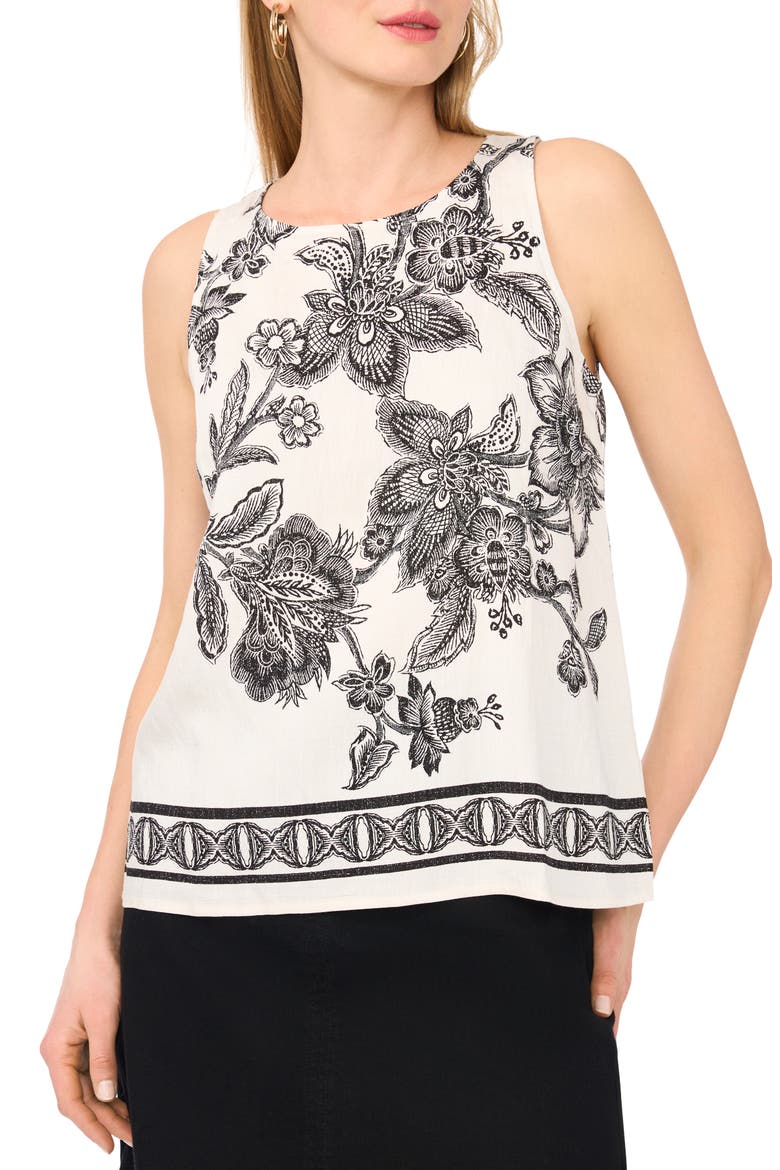Sleeveless Print Top, Main, color, NEW IVORY BLACK TOILE