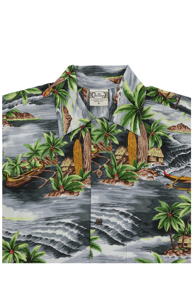 Outrigger Printed Cotton Shirt, Alternate, color, Silver