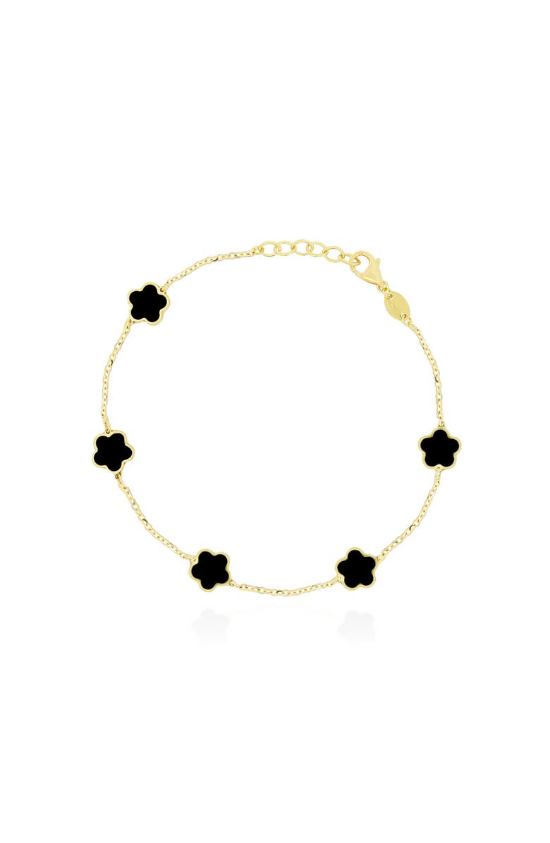 The Lovery Fine Jewelry Onyx Flower Bracelet, Main, color, Onyx