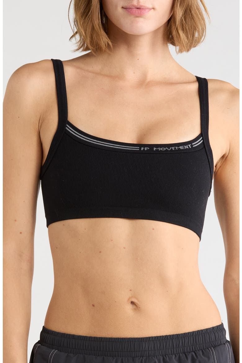 All Clear Logo Sports Bra, Main, color, BLACK