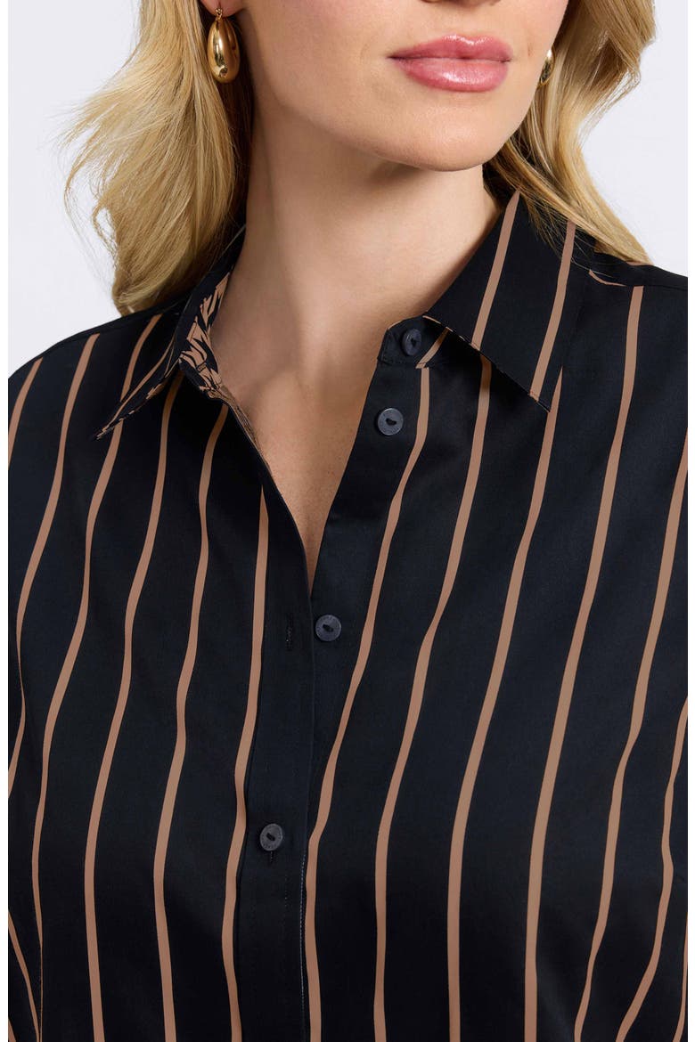 Margie Stripe Three-Quarter Sleeve Button-Up Shirt, Alternate, color, BLACK/ ALMOND
