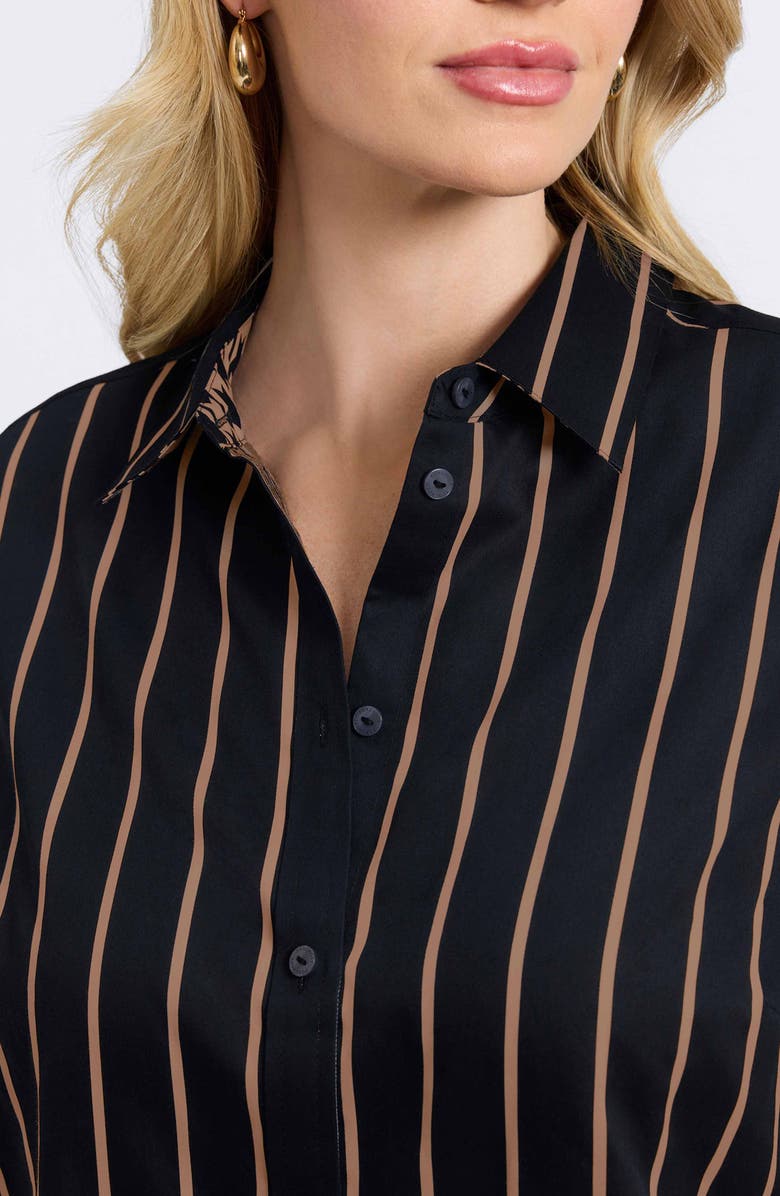 Foxcroft Margie Stripe Three-Quarter Sleeve Button-Up Shirt, Alternate, color, 