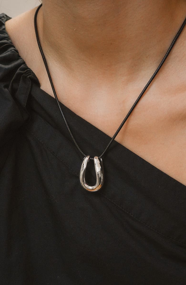 Argento Vivo Sterling Silver Serena Horseshoe Pendant Cord Necklace, Alternate, color, Silver