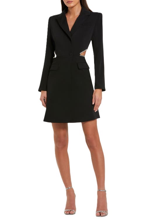 Mac Duggal Crepe Blazer Rhinestone Trim Mini Dress In Black