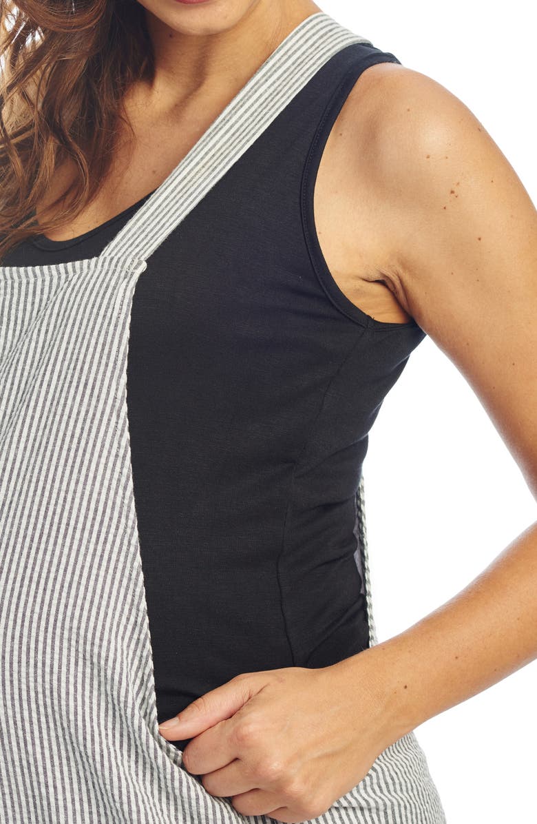 Everly Grey Nani Maternity/Nursing Seersucker Overalls, Alternate, color,