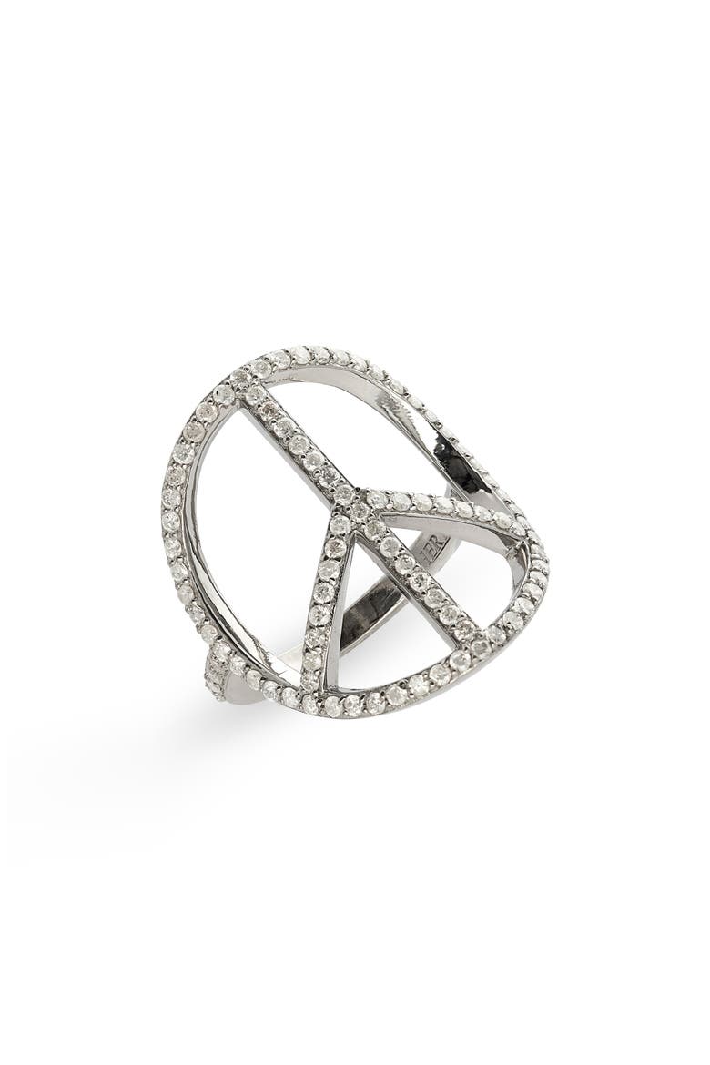 Peace Sign Ring, Main, color, SILVER