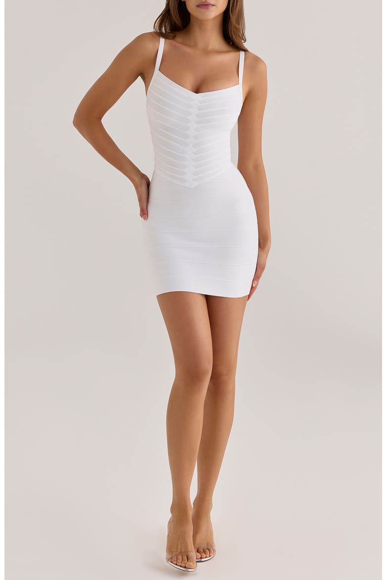 The Cinch V-Neck Bandage Minidress, Main, color, WHITE