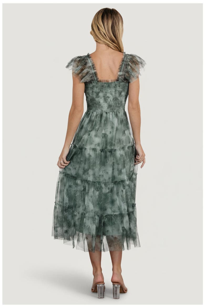 Clementine Tulle Midi Dress, Alternate, color, Dusty Green Print