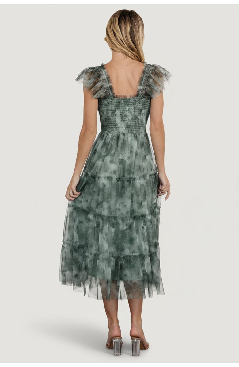 Baltic Børn Clementine Tulle Midi Dress, Alternate, color, Dusty Green Print