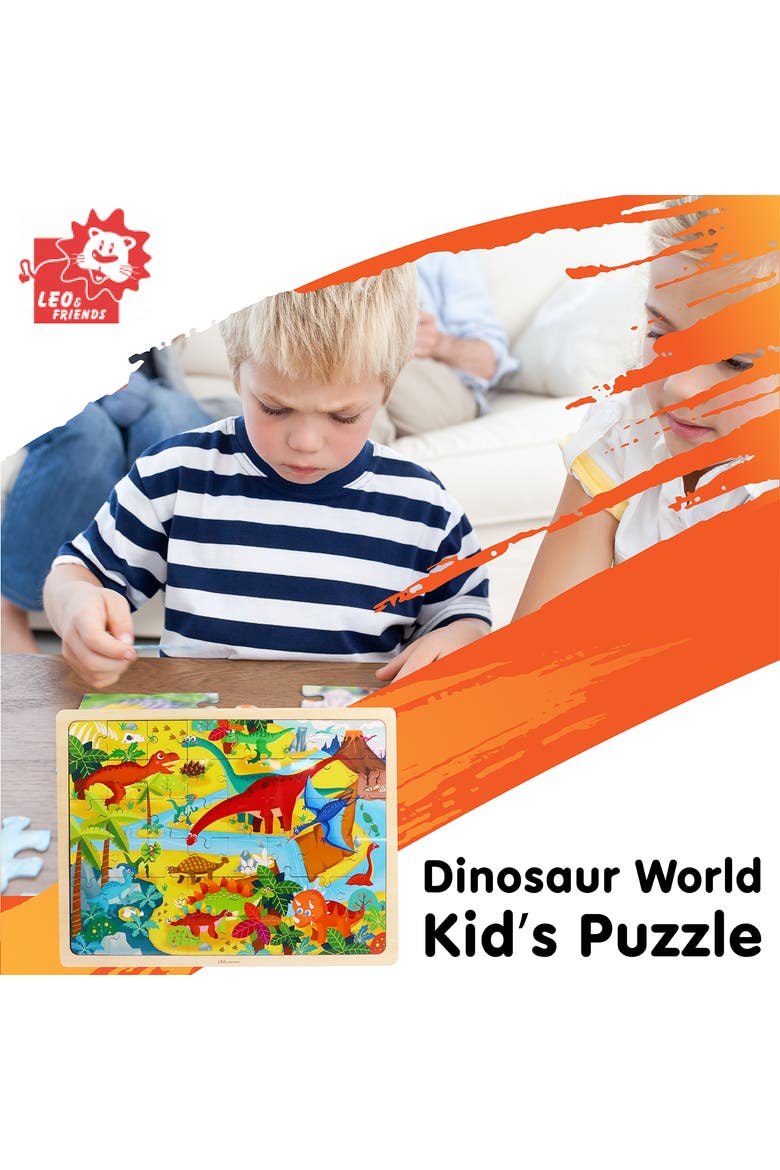 Dinosaur World Kid's Puzzle, 48-Pieces for 3-Years-Old+, Alternate, color, Blue