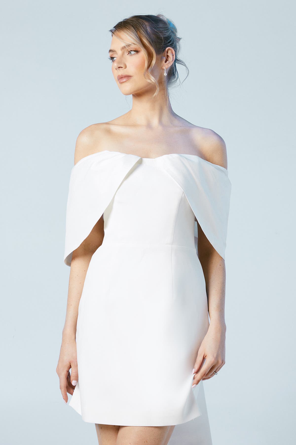 Statement Bardot Mini Bridal Dress - image 2